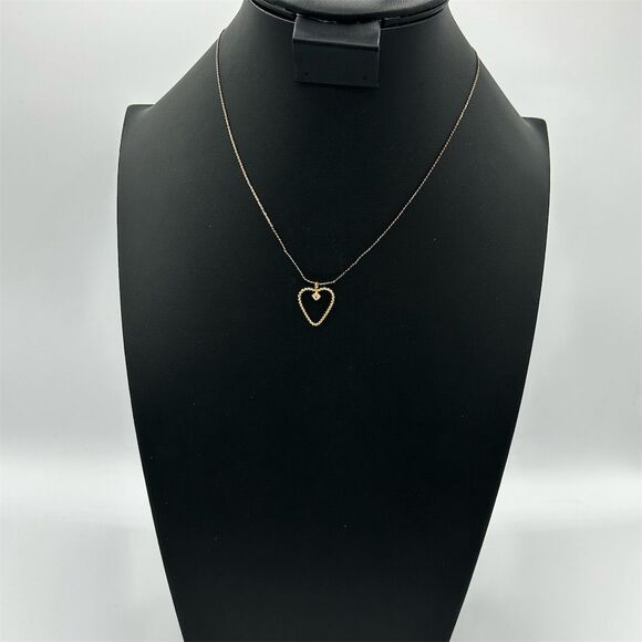 Unbranded Jewelry - Vintage Heart Pendant Rhinestone Necklace Gold-Tone Minimalist Anniversary Gift
